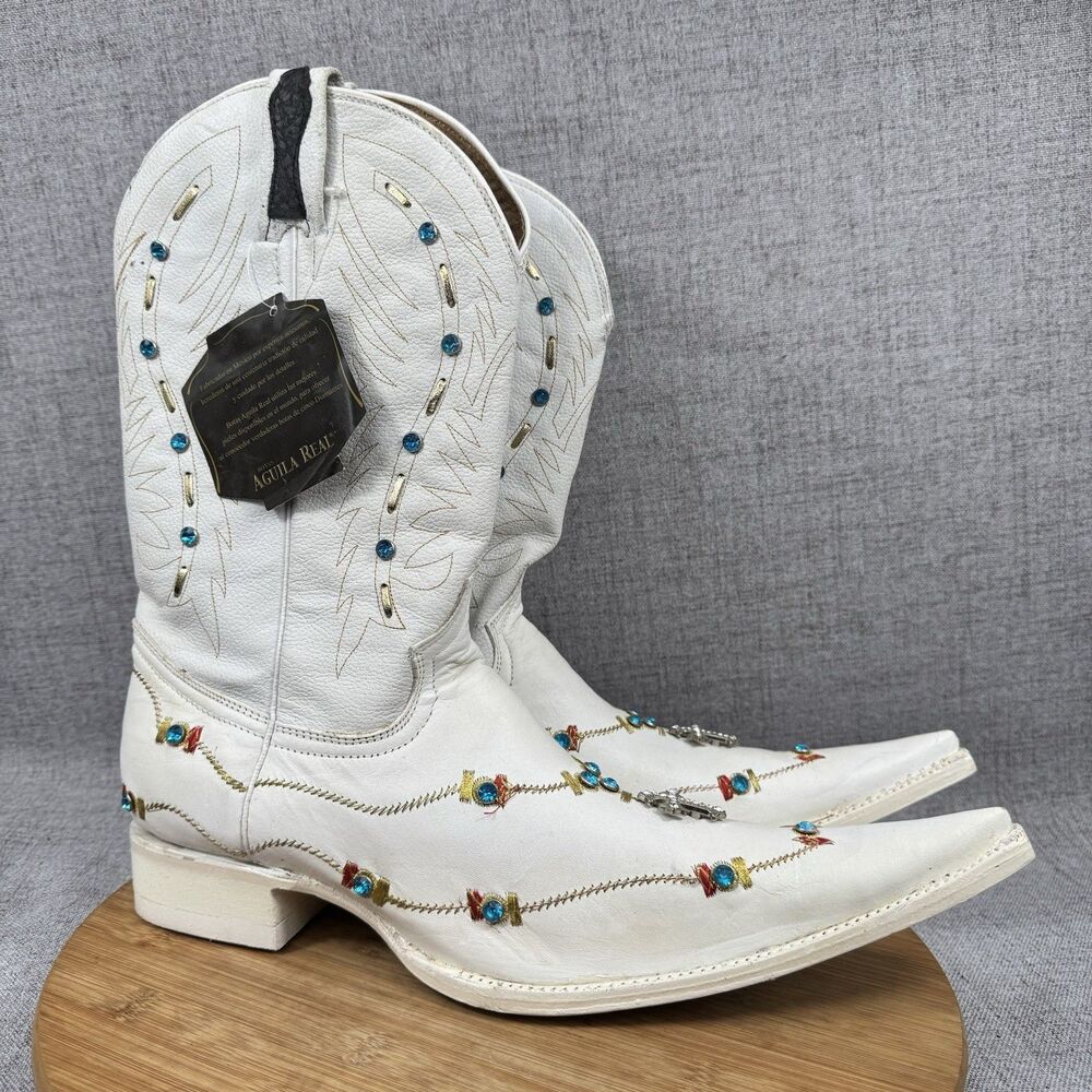 Aguila Real Western Boots Size 7.5 VIP Sinalo Leather Cowboy Embroidered